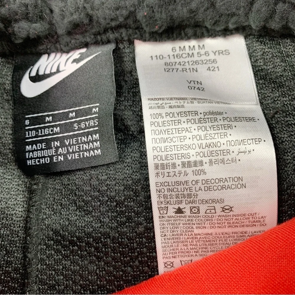 Nike Kids Black and Red‎ sherpa Track Pants joggers pants